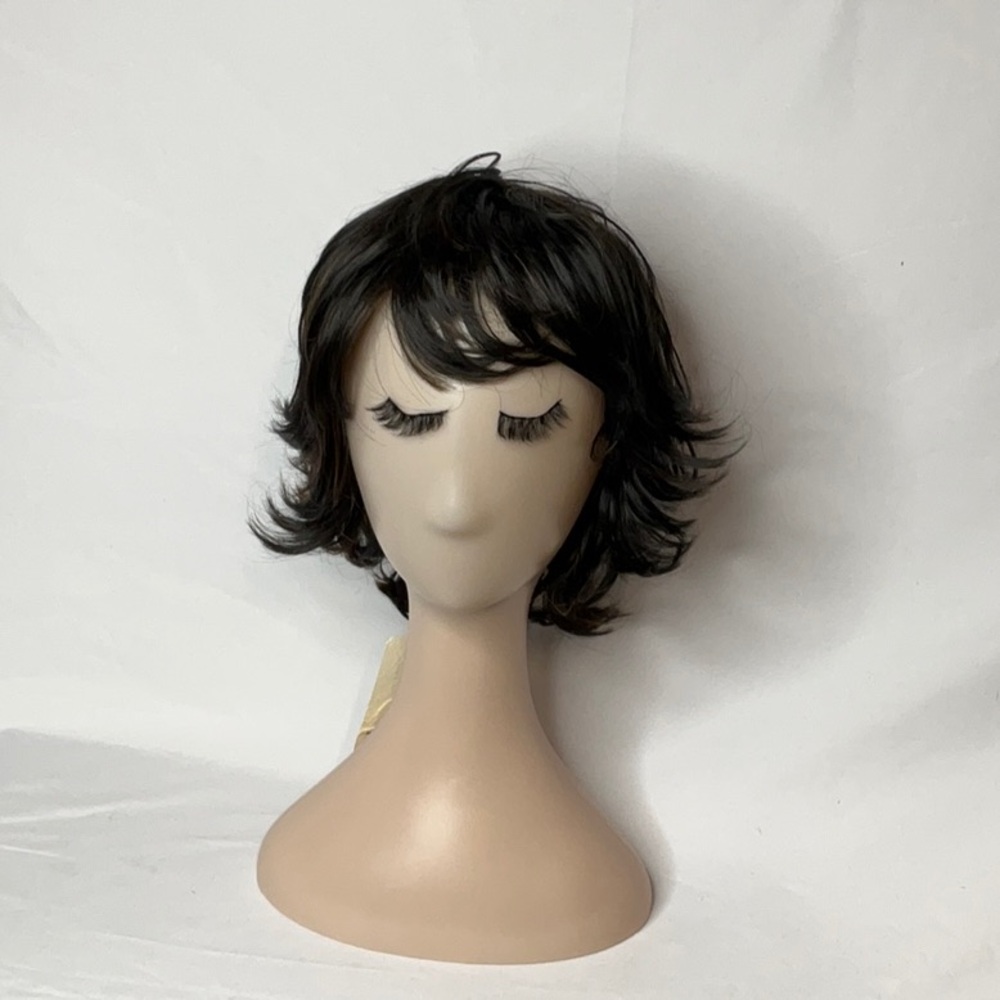 Dark Brown Layered Wig with Moderate Volume and Highlights - Picture 4 of 14